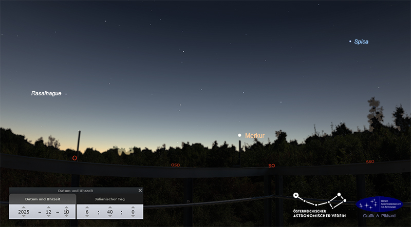 Himmelsanblick am 10. Dezember 2025 um 6.40 Uhr MEZ