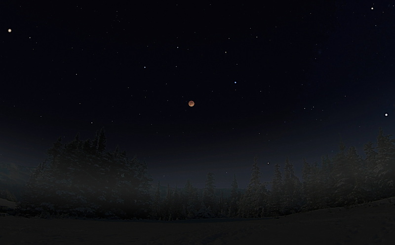 Simulation der Mondfinsternis vom 3. März 2026, Alaska