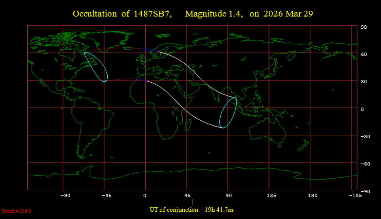Globales Sichtbarkeitsgebiet der Regulusbedeckung vom 29. März 2026