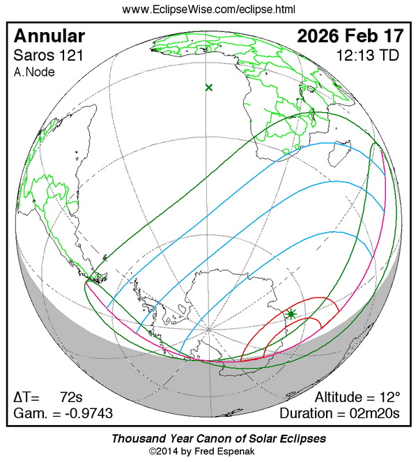 Karte des Finsternisgebiets vom 17. Februar 2026