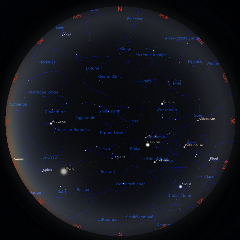 Morgenhimmel am 15. des Monats