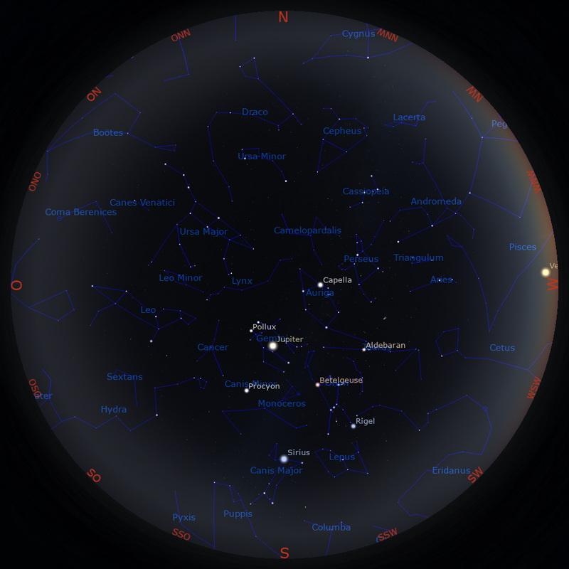 Abendhimmel am 15. des Monats