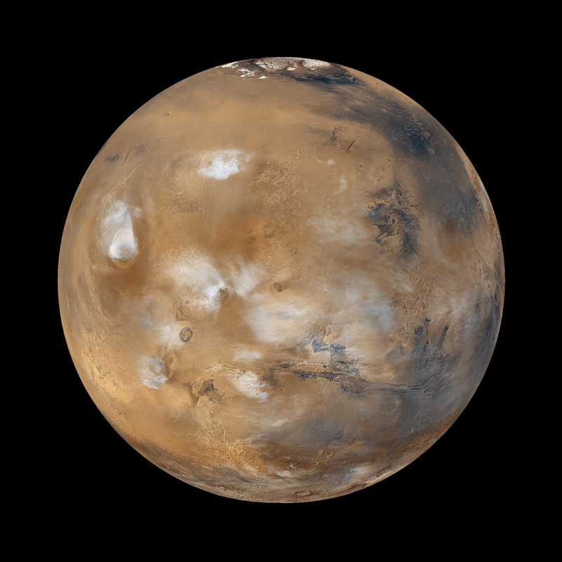 Mars. Aufnahme der Raumsonde Mars Global Surveyor. Credit NASA/JPL.