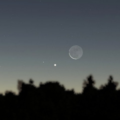 Mond, Venus und Spica am 7. 11. 2026 in der Morgendämmerung